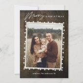 Rustikales Weihnachtslicht-Foto Feiertagskarte (Vorderseite)