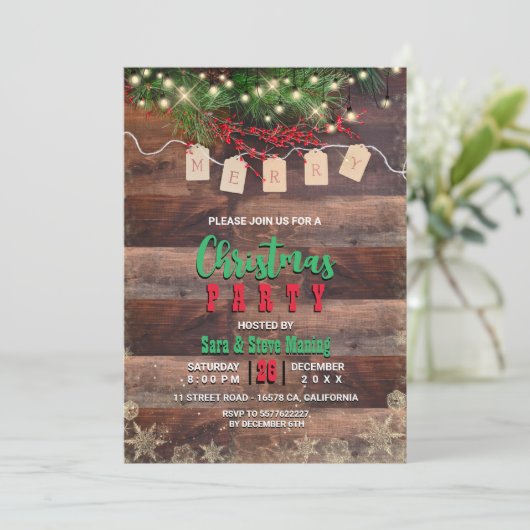 Rustikales Weihnachtslicht im Land florierendes Pa Einladung (Stehend Vorderseite)