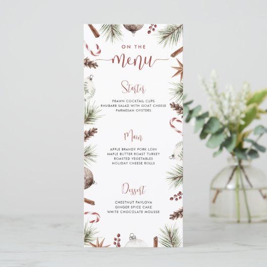 Rustikales Weihnachtsmenü Menükarte (Stehend Vorderseite)