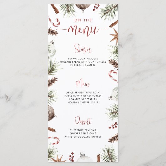 Rustikales Weihnachtsmenü Menükarte (Vorderseite)