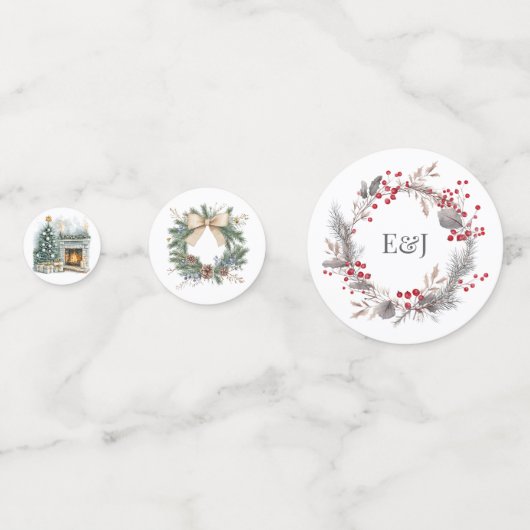 Rustikales Weihnachtsmongramm Konfetti (Rückseiten)