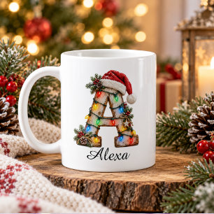 Rustikales Weihnachtsmonogramm Buchstabe A Kaffeetasse