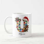 Rustikales Weihnachtsmonogramm Buchstabe U Kaffeetasse (Links)