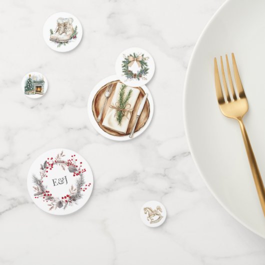 Rustikales Weihnachtsmonogramm Konfetti (Gruppe)