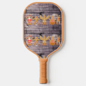 Rustikales Weihnachtsmuster Pickleball Schläger (Vorderseite)