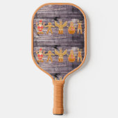 Rustikales Weihnachtsmuster Pickleball Schläger (Rückseite)