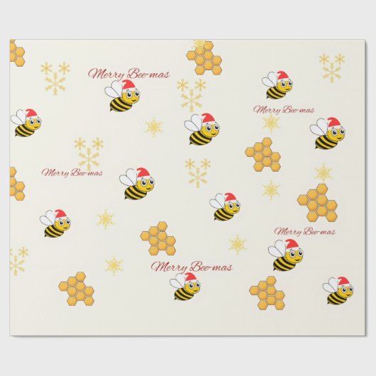 Rustikales Weihnachtspapier mit Bienen Geschenkpapier (Flach)