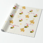 Rustikales Weihnachtspapier mit Bienen Geschenkpapier (Ungerollt)