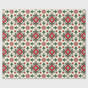 Rustikales Weihnachtspapier mit Farmhouse-Blumenmu Geschenkpapier