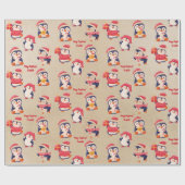 Rustikales Weihnachtspenguin Wrapping Paper Geschenkpapier (Flach)