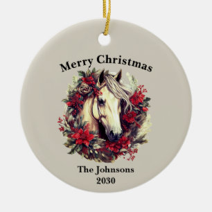 Rustikales Weihnachtspferd Foto Keramik Ornament
