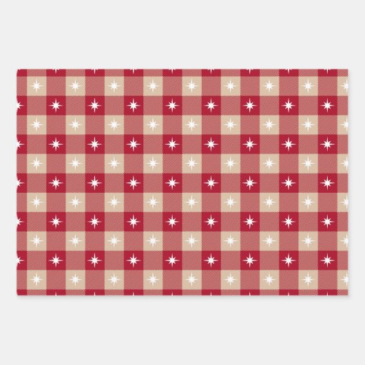 Rustikales Weihnachtsrot und Beige Wrapping Paper Geschenkpapier Set (Vorderseite 2)