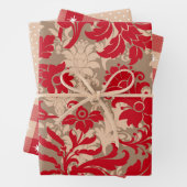 Rustikales Weihnachtsrot und Beige Wrapping Paper Geschenkpapier Set (Beispiel)