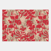 Rustikales Weihnachtsrot und Beige Wrapping Paper Geschenkpapier Set (Vorderseite)