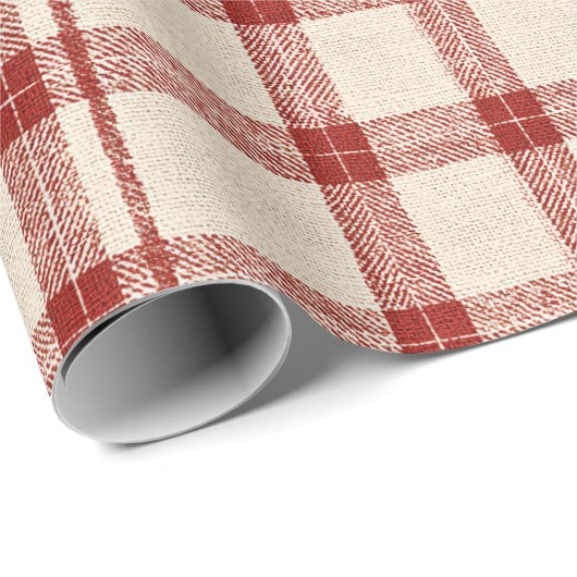 Rustikales Weihnachtsrotes Kariertes Wrapping Papi Geschenkpapier (Rolleneckpunkt)