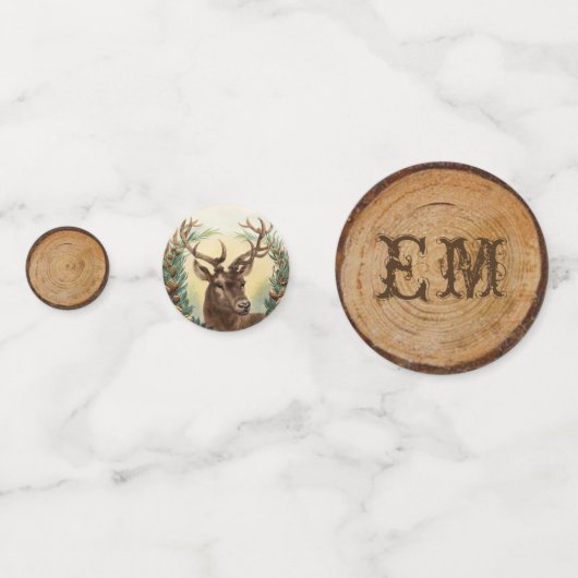 Rustikales Weihnachtsstag Foto Gold Monogram Konfetti (Vorderseiten)