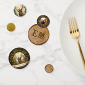 Rustikales Weihnachtsstag Foto Gold Monogram Konfetti (Gruppe)