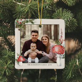 Rustikales Weihnachtswald Pilze Foto Keramikornament