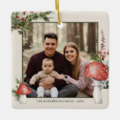 Rustikales Weihnachtswald Pilze Foto Keramikornament (Vorderseite)