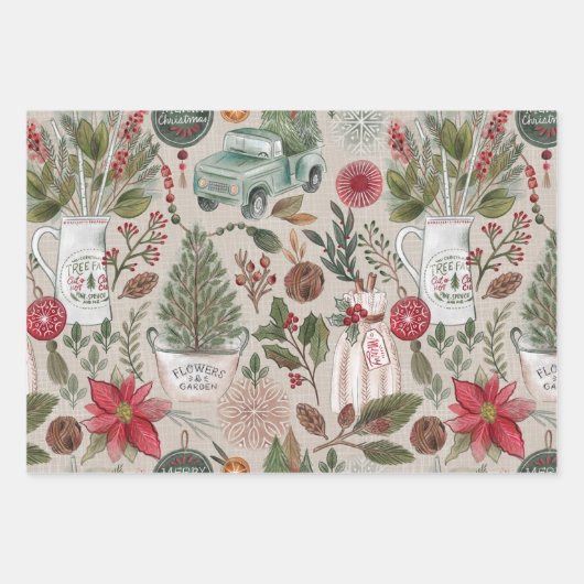 Rustikales Weihnachtswasser Geschenkpapier Set (Vorderseite 2)