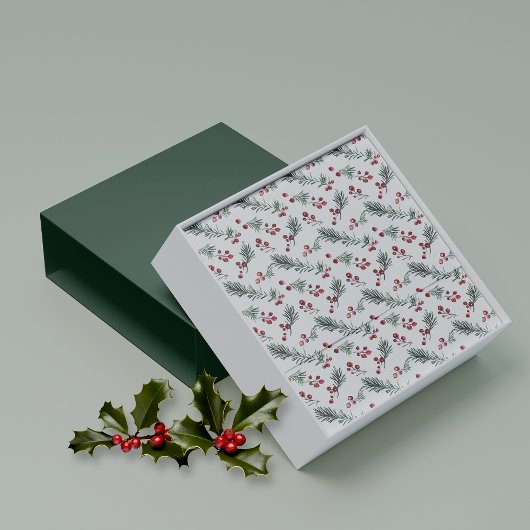 Rustikales Weihnachtswasser-Kiefernholz Branch Ber Seidenpapier