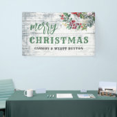Rustikales Weihnachtswetter Holz Holly Berries Banner (Messeveranstaltung)