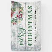Rustikales Weihnachtswetter Holz Holly Berries Banner (Vertikal)