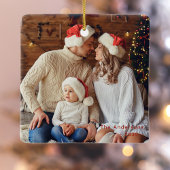 Rustikales Weihnachtswinterfest-Rentier-Foto Keramikornament