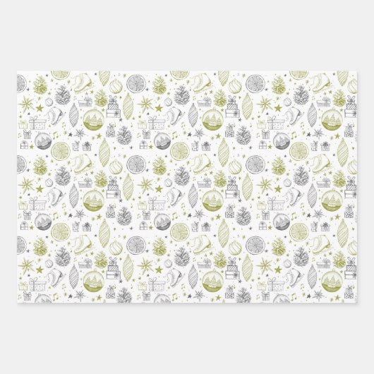 Rustikales Weihnachtswrapping Paper Sheet Set 3 Geschenkpapier Set (Vorderseite 3)