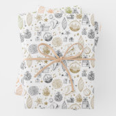 Rustikales Weihnachtswrapping Paper Sheet Set 3 Geschenkpapier Set (Beispiel)