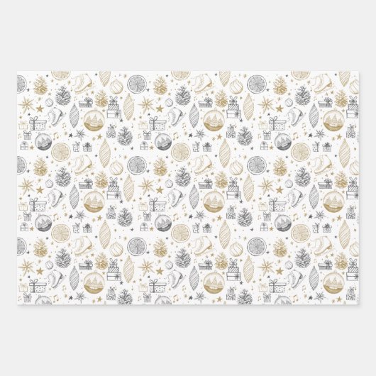 Rustikales Weihnachtswrapping Paper Sheet Set 3 Geschenkpapier Set (Vorderseite)