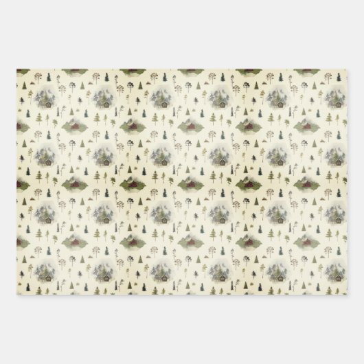 Rustikales Weihnachtswrapping Paper Sheet Set 3 Geschenkpapier Set (Vorderseite 2)