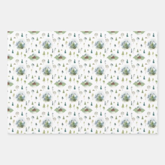 Rustikales Weihnachtswrapping Paper Sheet Set 3 Geschenkpapier Set (Vorderseite)
