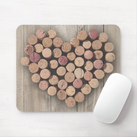 Rustikales Wein-Korken-Herz Mousepad (Mit Mouse)