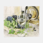 Rustikales Weinbarrel Glass und Traubenwurzel Blan Fleecedecke (Vorderseite (Horizontal))