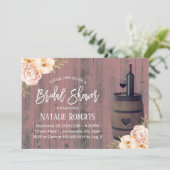 Rustikales Weinbarrel Vintages Brautparty Einladung (Stehend Vorderseite)