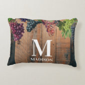 Rustikales Weinbauholz und Traubenmonogramm Dekokissen (Rückseite)