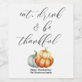 Rustikales Weinetikett mit Kürbissen. (Einzelnes Label)