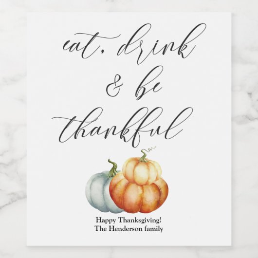 Rustikales Weinetikett mit Kürbissen. (Einzelnes Label)