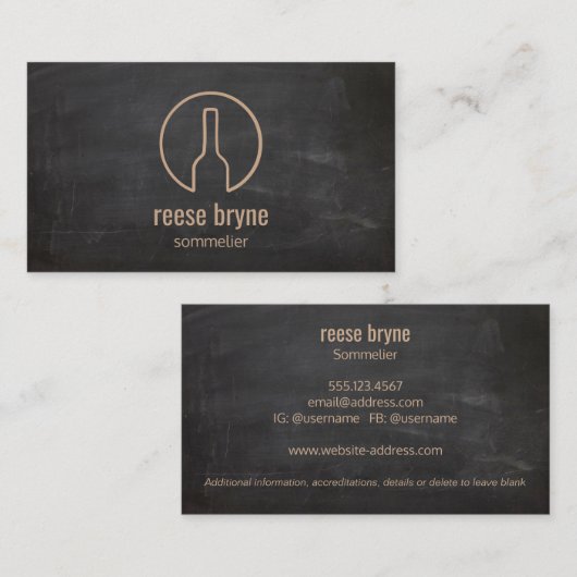 Rustikales Weinflaschen-Logo Sommelier Business Visitenkarte (Vorne/Hinten)