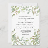 Rustikales Weingut Boho Eukalyptus Grüne Hochzeit Einladung (Vorderseite)