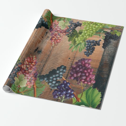 Rustikales Weingut Holz & Trauben Geschenkpapier (Ungerollt)