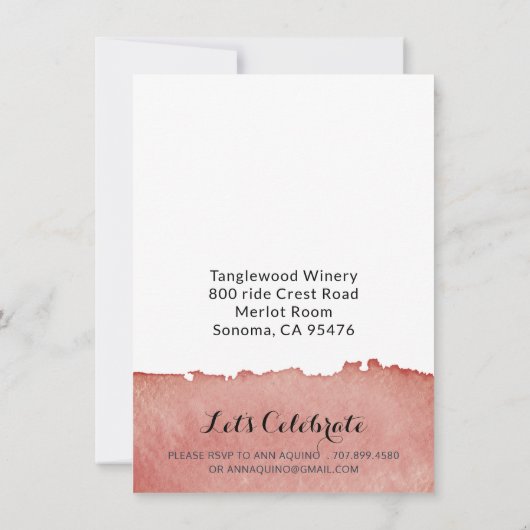 Rustikales Weingut Weintrauben Hochzeit Einladung (Rückseite)