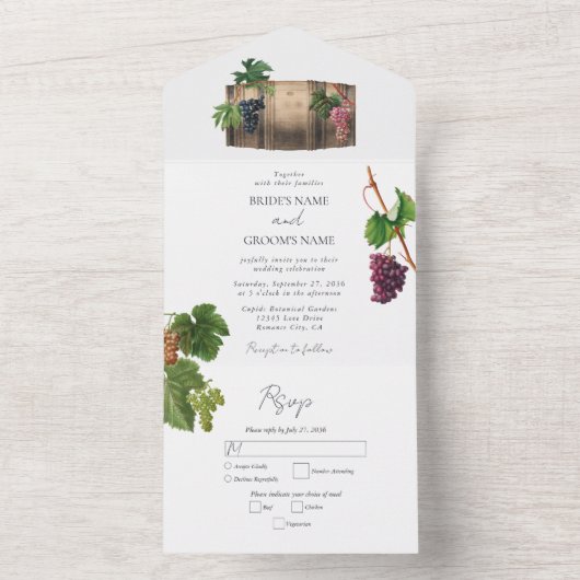 Rustikales Weinkeller Weinkeller Weinberg Hochzeit All In One Einladung (Innen)