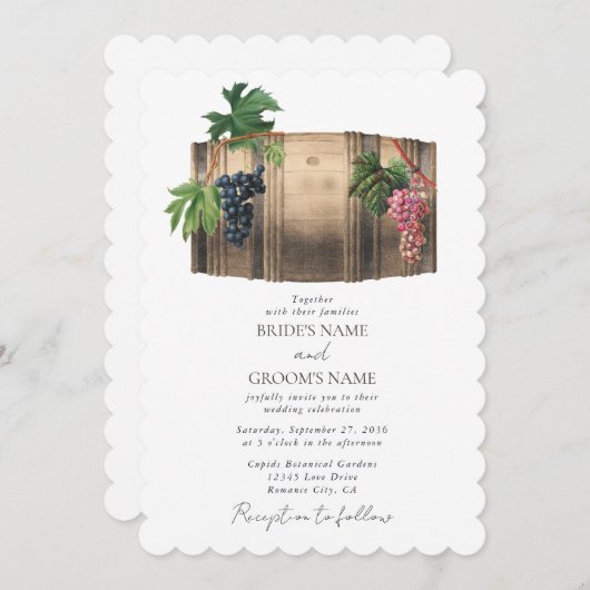 Rustikales Weinkeller Weinkeller Weinberg Hochzeit Einladung (Vorne/Hinten)