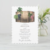 Rustikales Weinkeller Weinkeller Weinberg Hochzeit Einladung (Stehend Vorderseite)