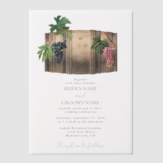 Rustikales Weinkeller Weinkeller Weinberg Hochzeit Pergament Einladungen (Vorderseite)