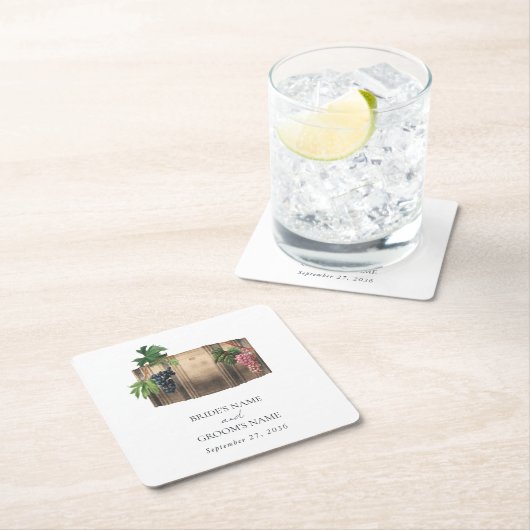 Rustikales Weinkeller Weinkeller Weinberg Hochzeit Rechteckiger Pappuntersetzer (Vor Ort)