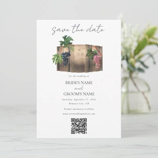Rustikales Weinkeller Weinkeller Weinberg Hochzeit Save The Date (Stehend Vorderseite)