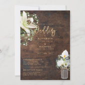 Rustikales Weiß Calla Lilies Floral Wedding Digita Einladung (Vorderseite)